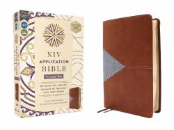 NIV Application Bible, Personal Size, Brown-Blue, Red Letter, Comfort Print : Bringing the Ancient Message of the Bible into Your World