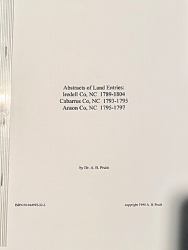Abstracts of Land Entries : Moore Co. NC (1784-1797)
