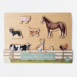 Farm Animals Wooden Puzzle : Wooden Puzzle for Toddlers 1-3