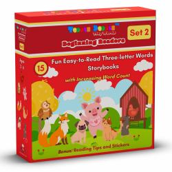 Toddle Doddle Tiny Words Beginning Readers Set 2 : 15 Fun Easy-To-Read Three-letter Words Storybooks for Preschool and Kindergarten