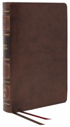 NKJV, Thinline Reference Bible, Genuine Leather, Brown, Red Letter, Thumb Indexed, Comfort Print : Holy Bible, New King James Version