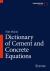 Dictionary of Cement and Concrete Equations