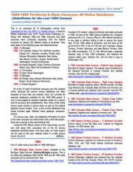 1884-1896 Territorial and State Censuses : 60 Online Databases (Substitutes for the Lost 1890 Census) - a Genealogist's Insta-Guide