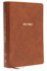 NKJV Foundation Study Bible, Wide Margin, Brown Leathersoft, Red Letter