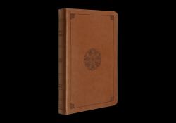 ESV Large Print Thinline Bible (TruTone, English Saddle, Emblem Design)