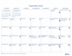 2025 Parish Wall Calendar : September 2024 Through December 2025