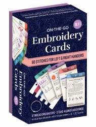 On-The-Go Embroidery Cards Set 1 : 60 Stitches for Left and Right Handers, 3 Thread Organizers, 3 Take-Along Rings