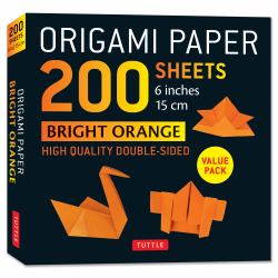 Origami Paper 200 Sheets Bright Orange : Solid Orange Double-Sided Origami Sheets with Instructions for 12 Projects
