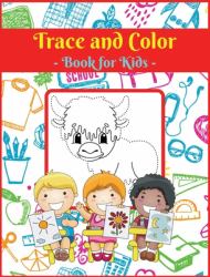 Trace and Color Book for Kids V4 : Activity Book for Children, 20 Unique Designs, Perfect for Kids Ages 4-8. Easy, Large Picture for Drawing with Dot Instructions. Great Gift for Boys and Girls