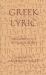 Greek Lyric : An Anthology in Translation