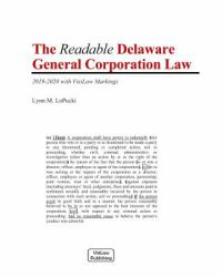 The Readable Delaware General Corporation Law : 2019-2020 with VisiLaw Markings
