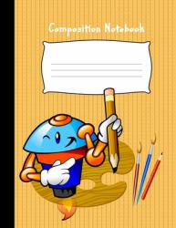 Composition Notebook : Pre-K Draw and Write Blank Story Paper Notebook Journal for Preschool and Kindergarten Kids: Each Page Divided for Creative Drawing and Writing 8. 5x11 Inches 110 Pages Cute Pencil Cartoon Character with Yellow Glossy Cover