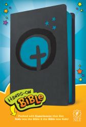Hands-On Bible NLT (LeatherLike, Dark Gray/Blue Cross)